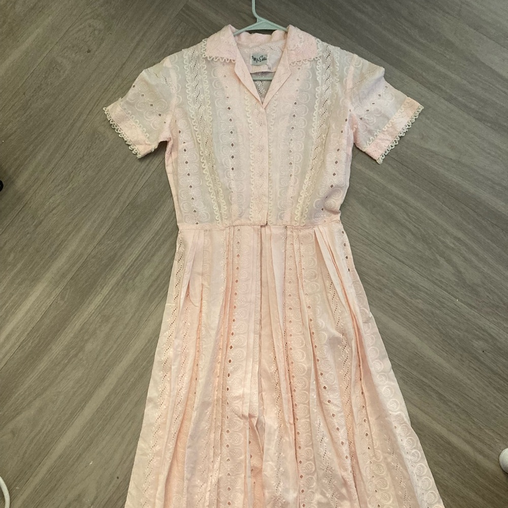 NWOT Vintage 1950s Mr.Eddie Embroidered Eyelet Shirtwaist Dress